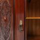 Art Nouveau Display Cabinet or Bookcase in oak with carvings and glass door