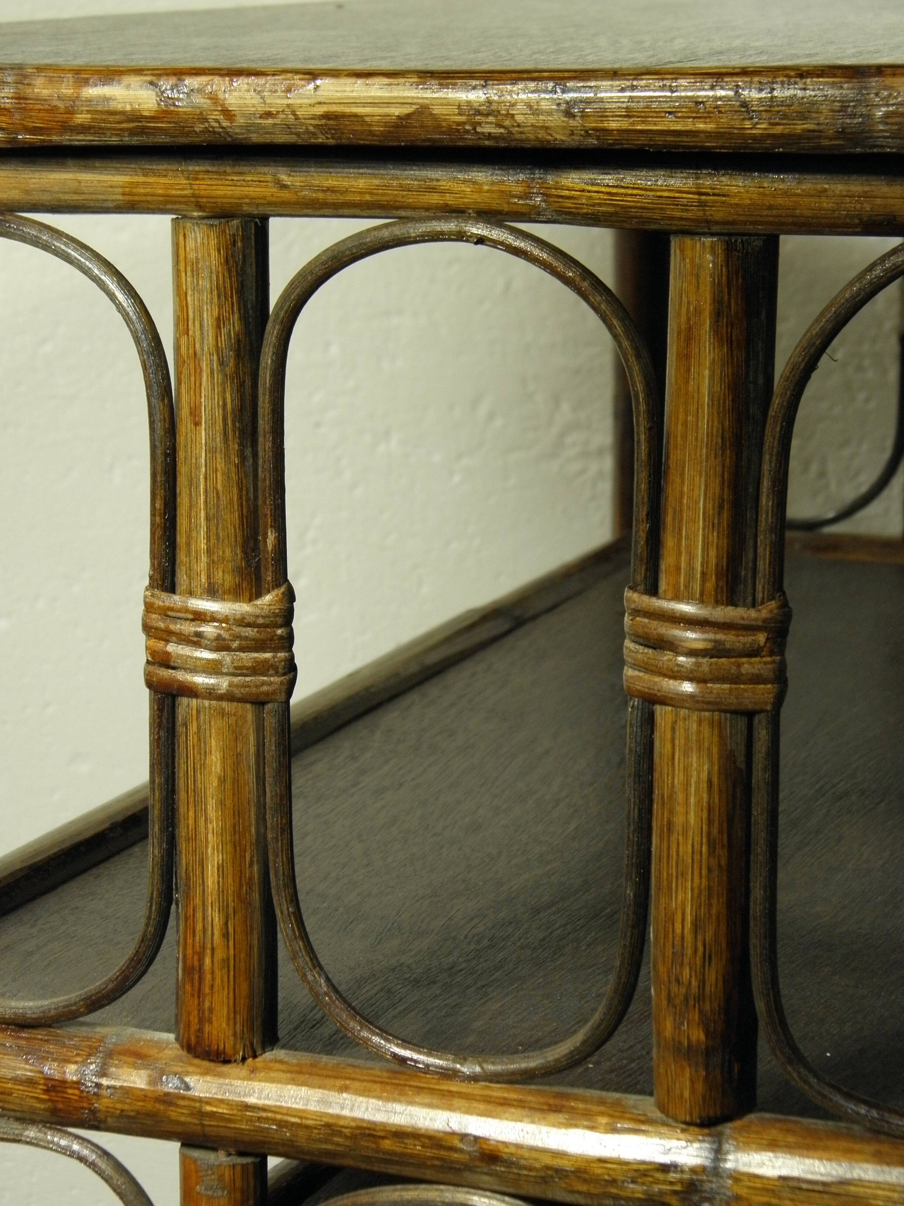 70s rattan hi-fi cabinet