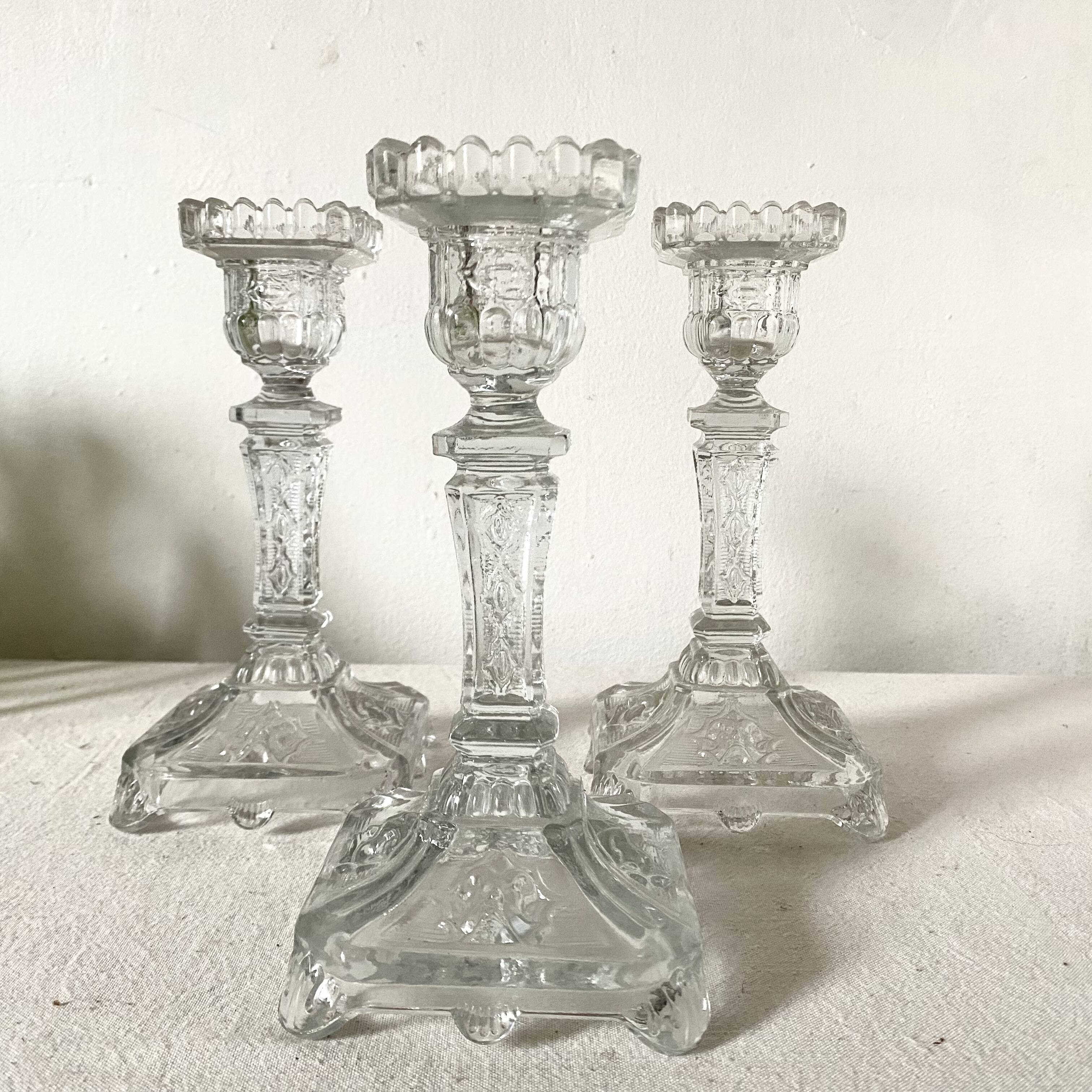 Molded glass candle holders X3