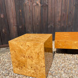 Set coffee table and its broussin cube bramble wood