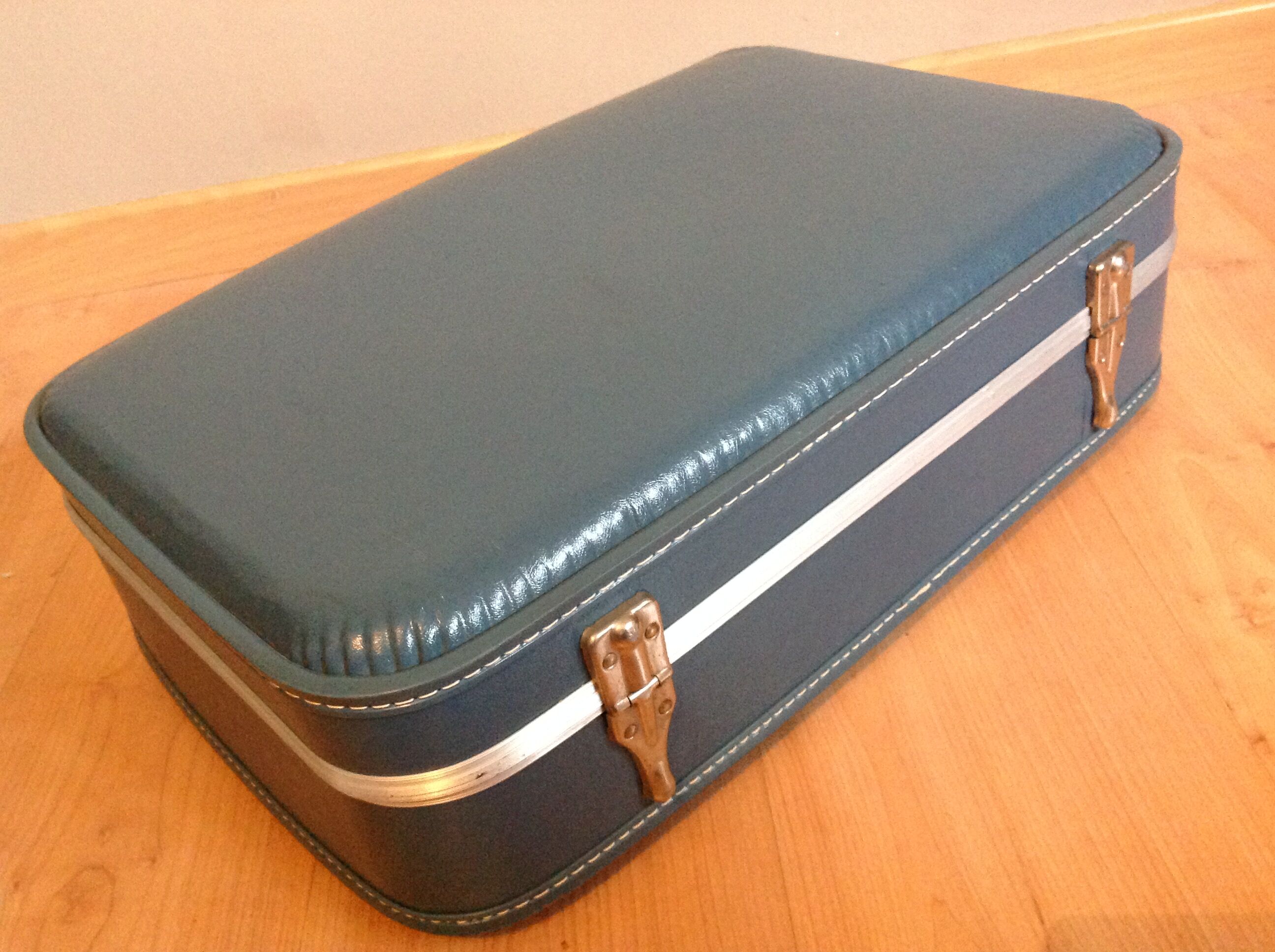 Blue vintage flight attendant suitcase, 60s - 70s