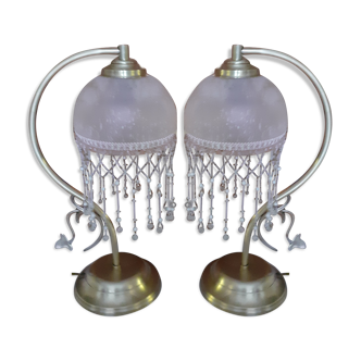 Brass bedside lamps with stamps