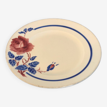 Plat en céramique Vintage K G Lunéville motifs roses