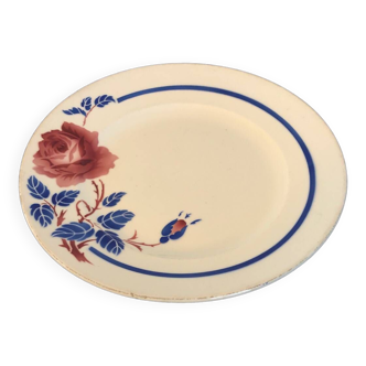 Plat en céramique Vintage K G Lunéville motifs roses