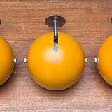 Mid-century Danish space age yellow ball wall lamps by Louis Poulsen, 1960s, set of 3.