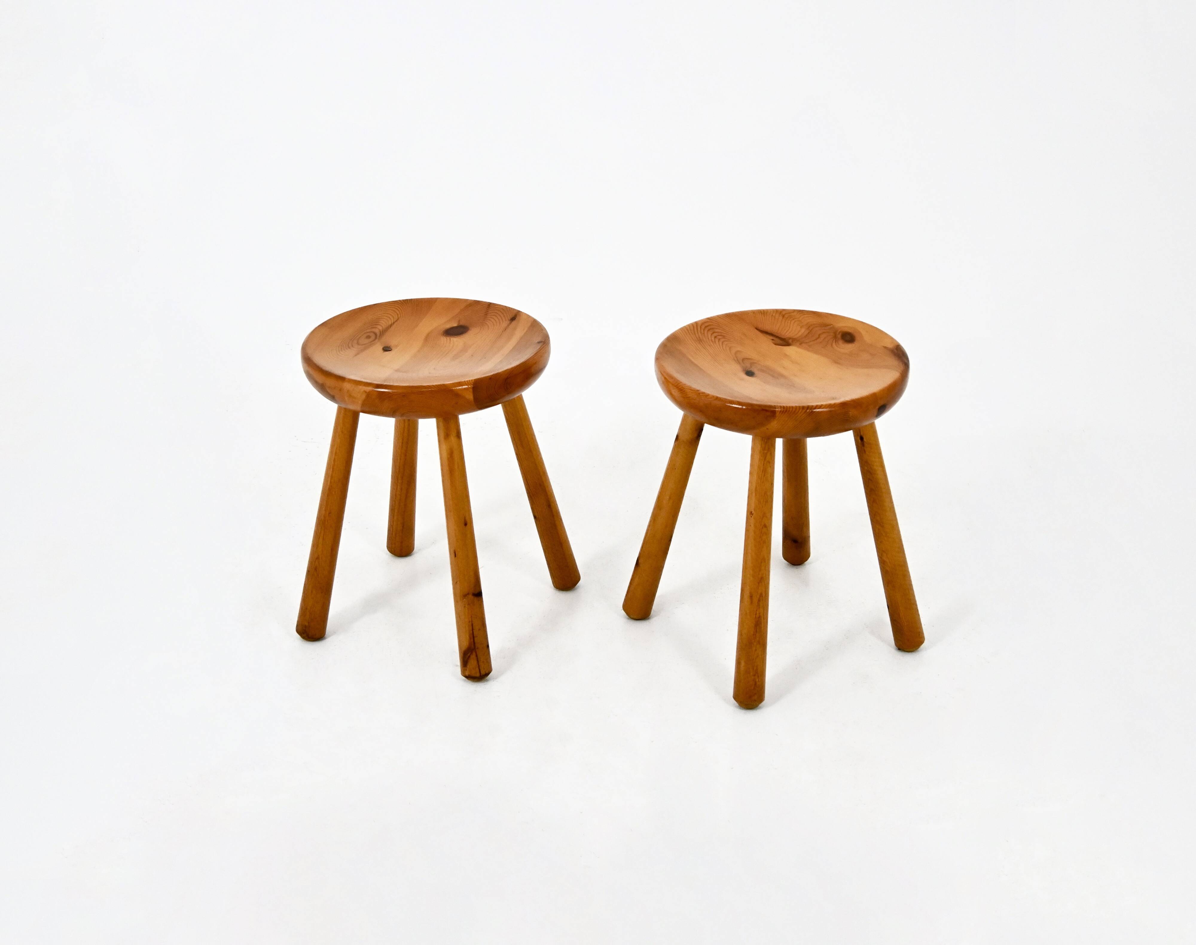 Set of 2 Charlotte Perriand Stools for Les Arcs, 1960s
