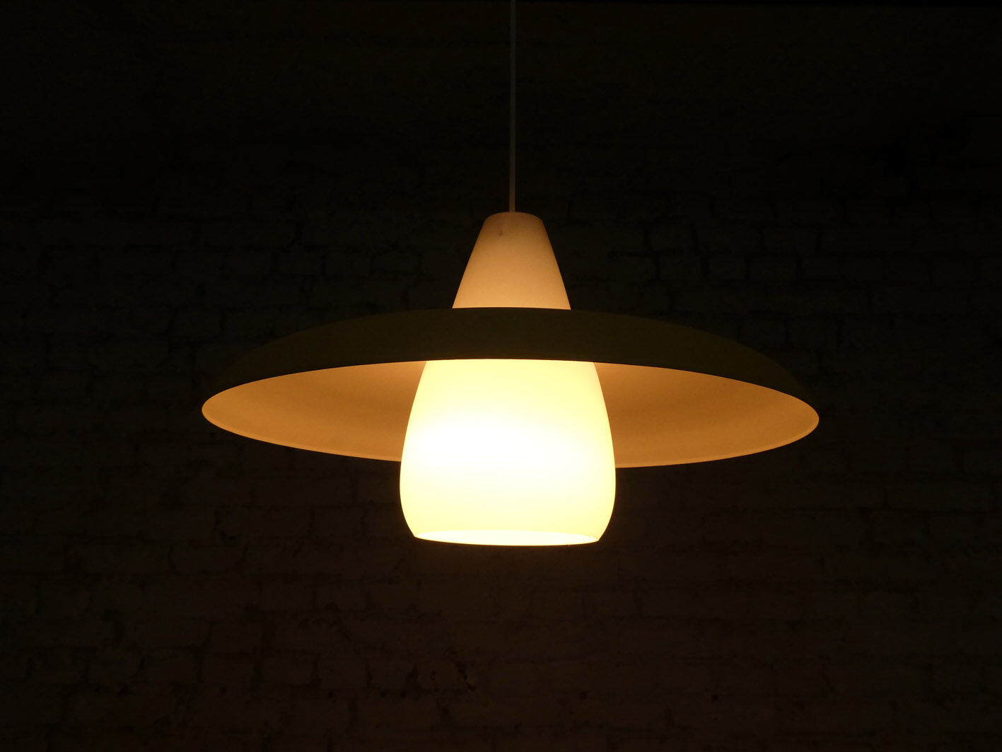 Granite metal & opaline hanging lamp 1950