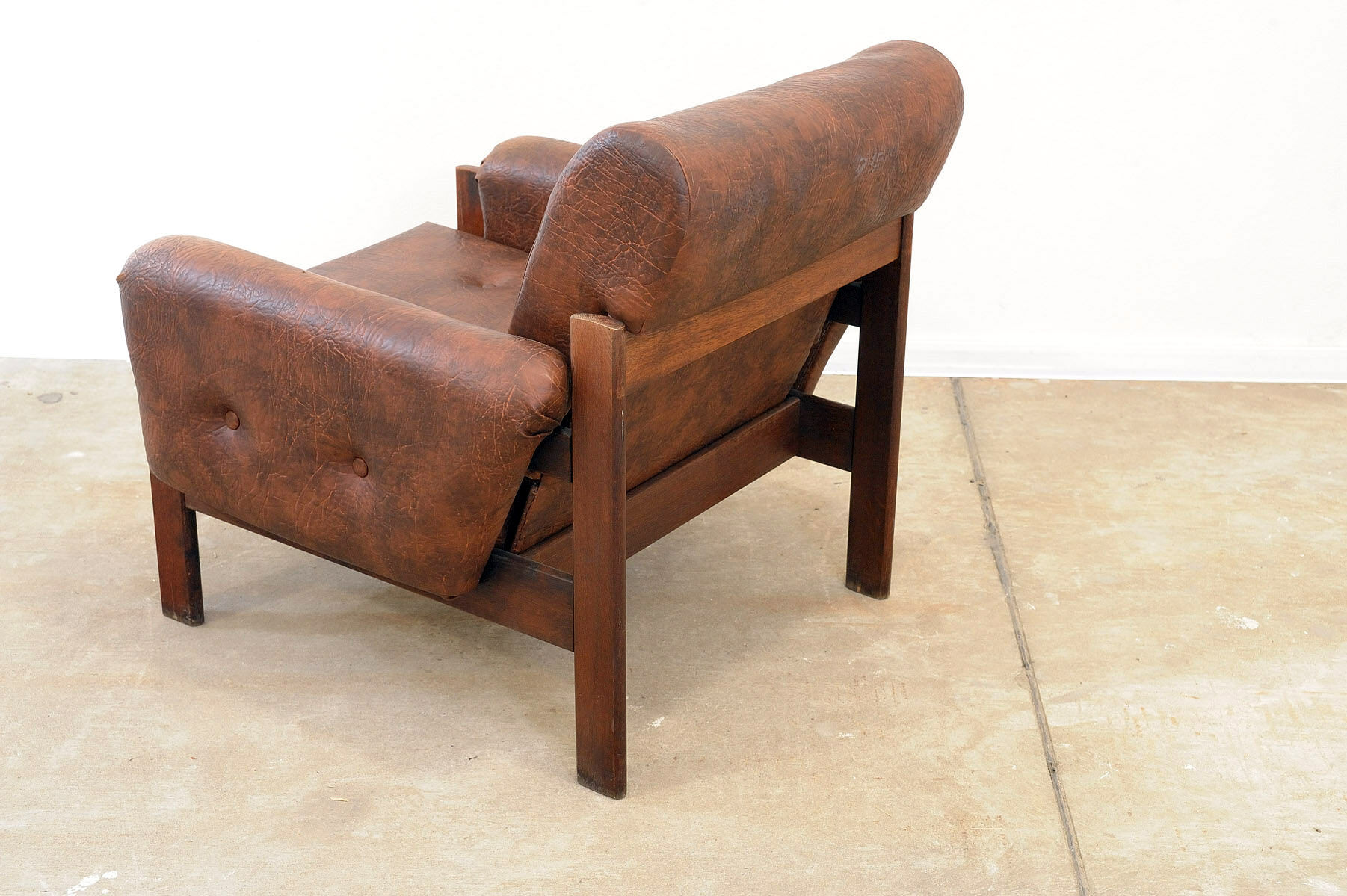 Ensemble de salon en similicuir vintage, années 1970, Tchécoslovaquie