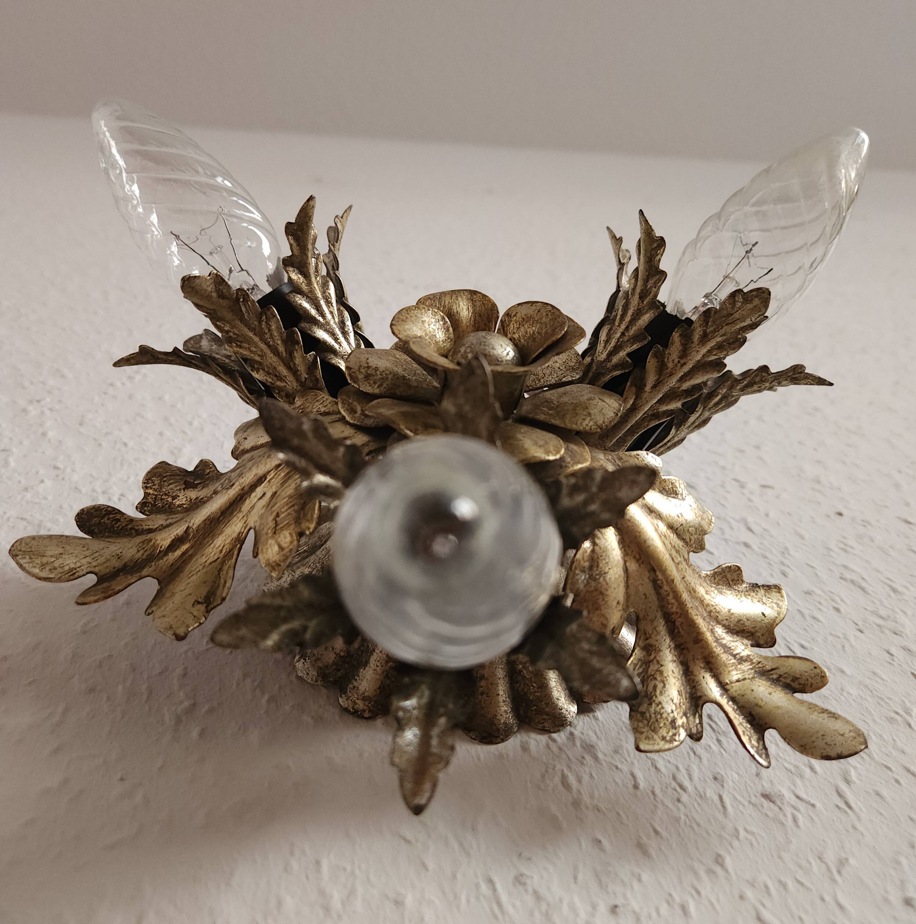 Versilberte handgeschmiedete drei Lichter Banci Firenze Florentiner Lampe
