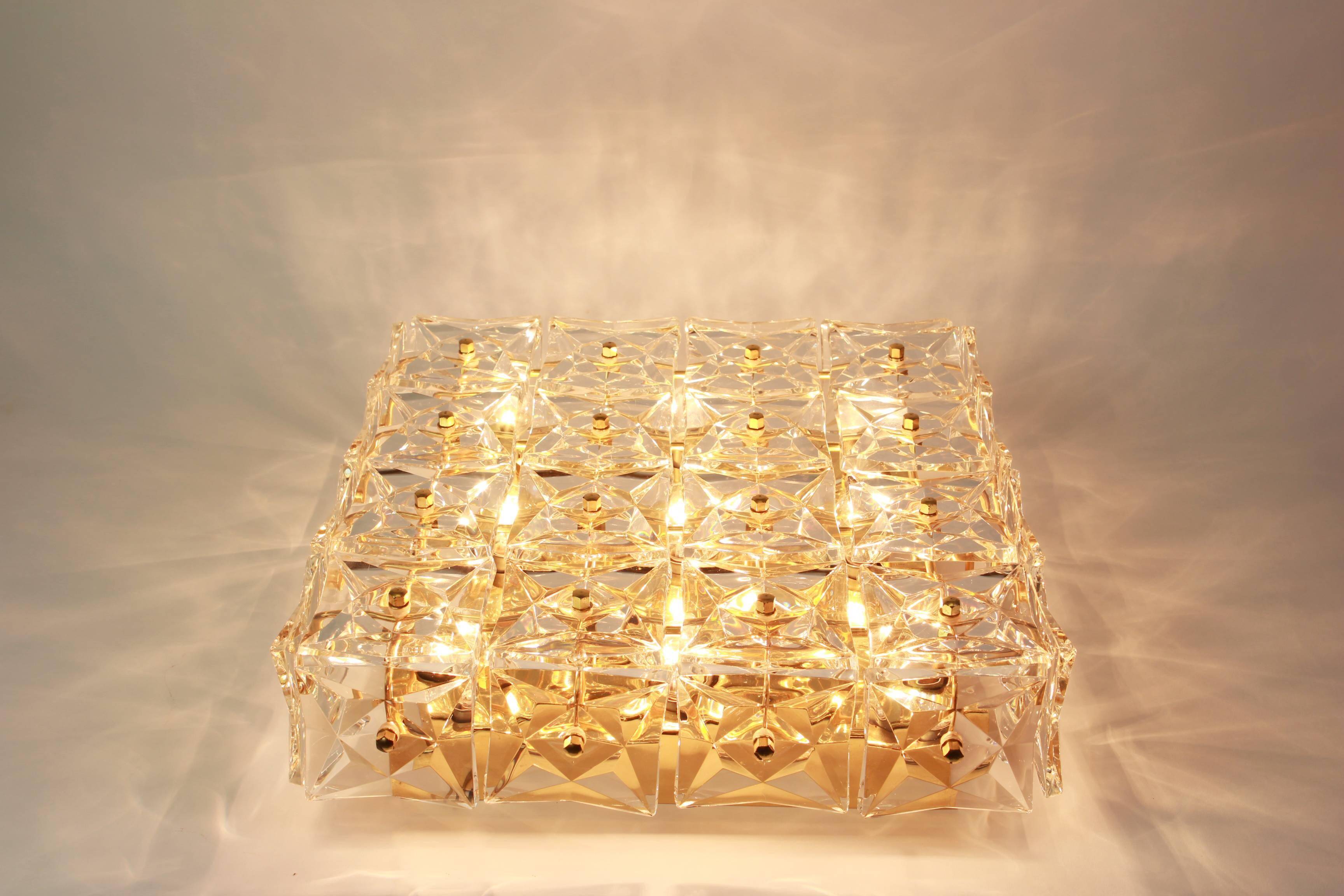 Large faceted crystal ceiling light by Kinkeldey, Germany, 1970s.