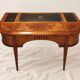 Bureau vintage façade galbée, cuir noir, bronze –compartiments secrets