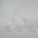 set of 5 engraved crystal champagne glasses 1950 9 x 6.5 cm