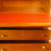 Chest of drawers wardrobe secretary showcase in blond wood 1960