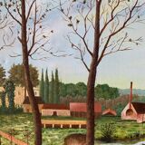Paysage naif signe du xxeme siècle