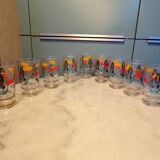 9 large vintage Miro water glasses, h=11cm