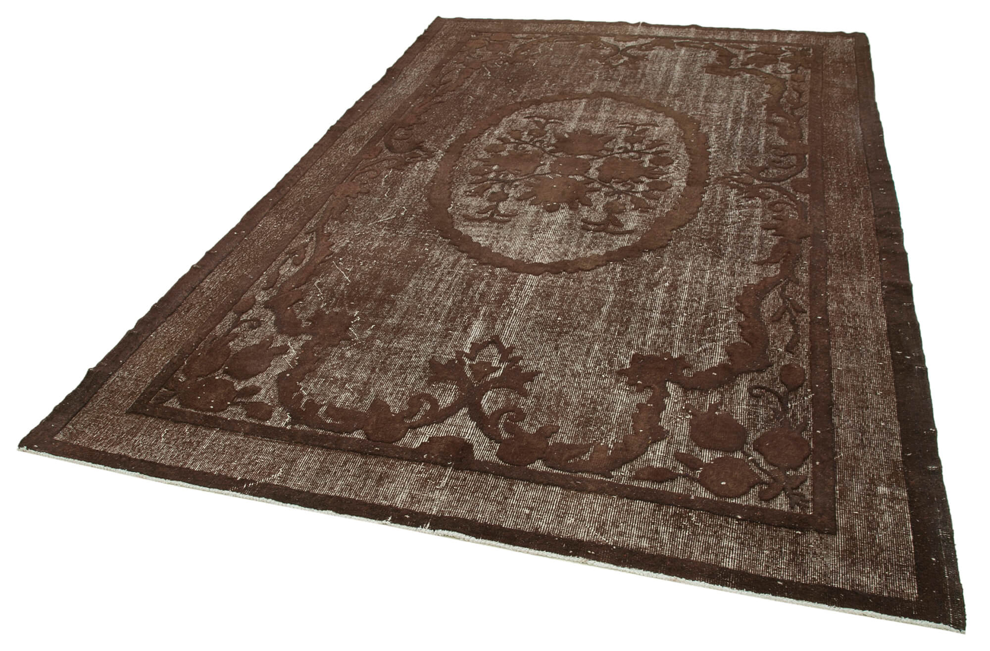 tapis Hand-Knotted Rustic Anatolian 1970s 214 cm x 323 cm Brown Carpet