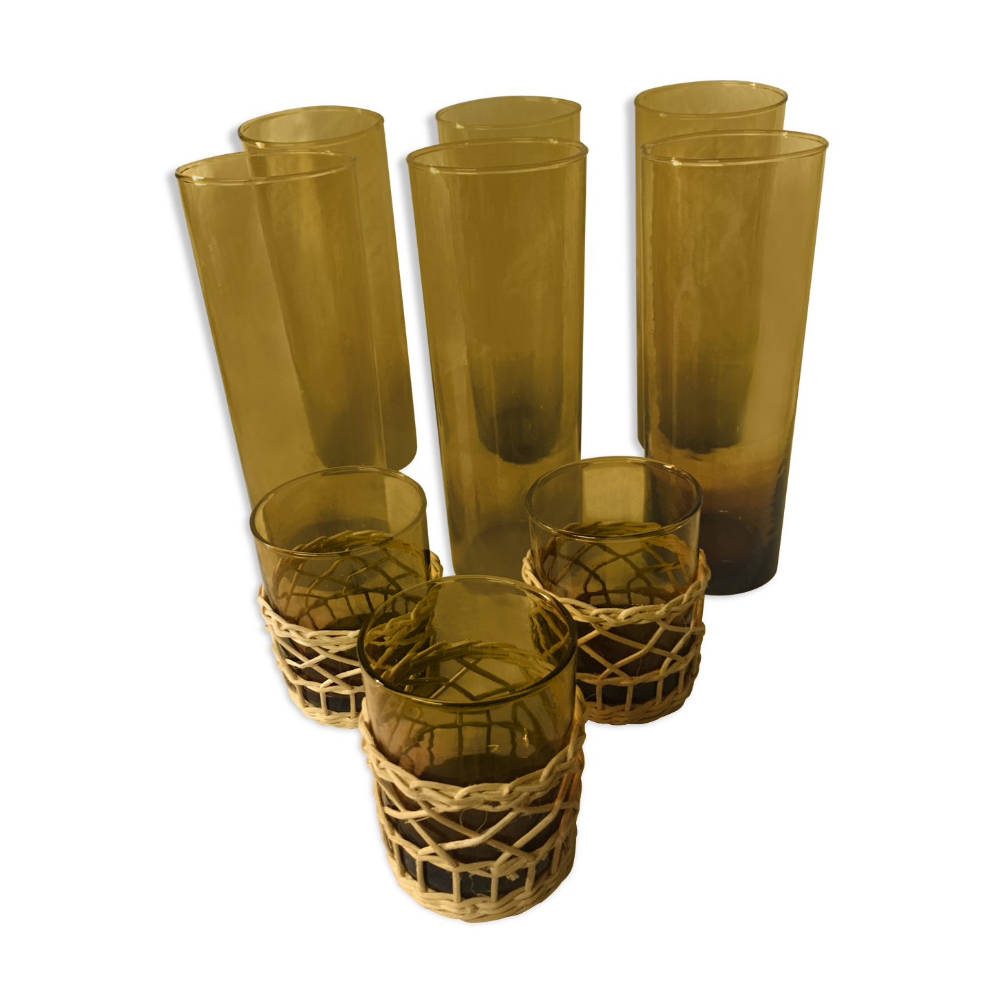 Lot of amber glasses