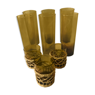 Lot of amber glasses