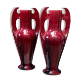 Clément Massier - Pair of large vases - Art Nouveau - Red