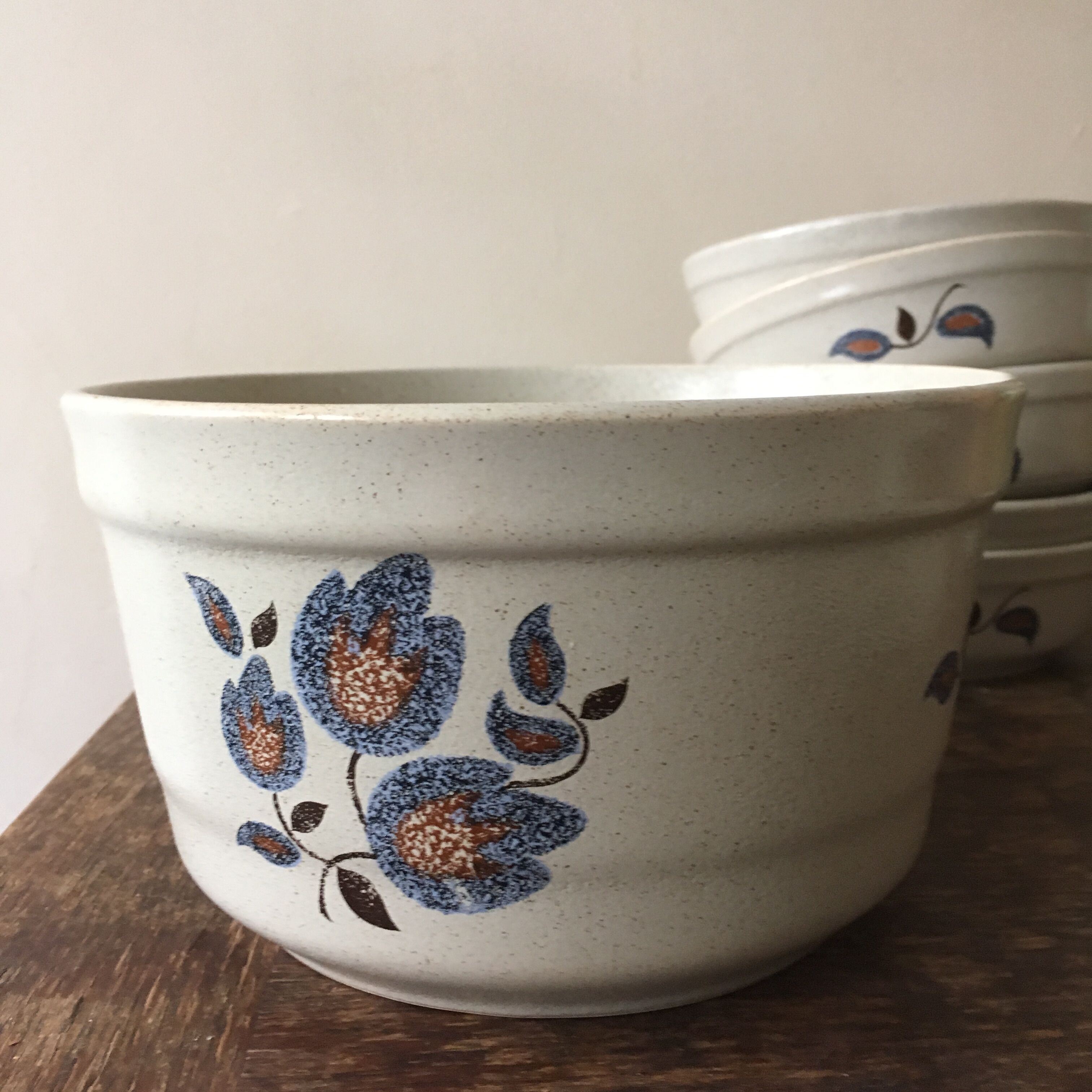 Salad bowl and 5 assorted hollow plates St-Amand Sologne