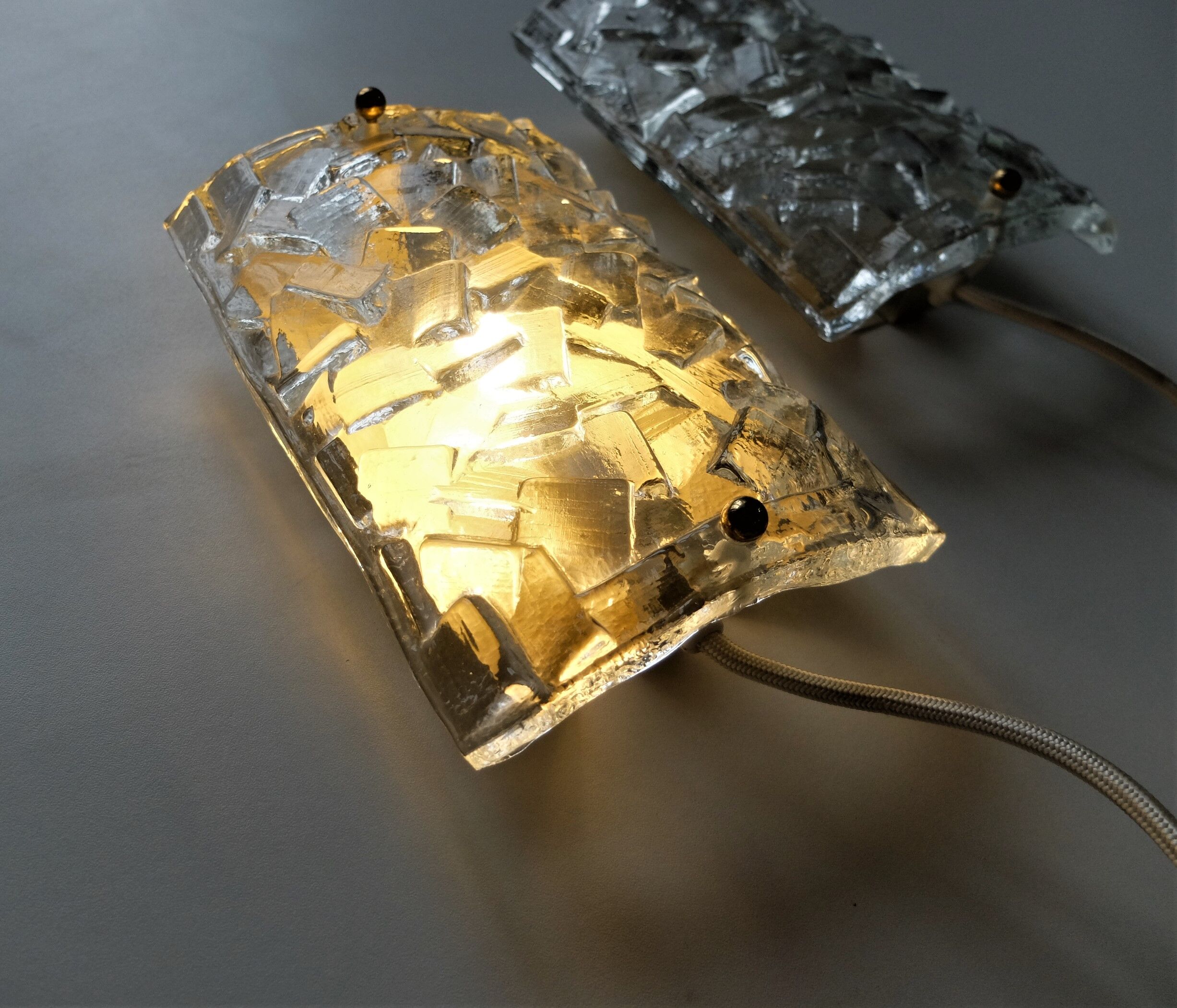 Pair of Scandinavian glass wall lamps, Vitrika, circa 1960
