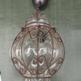 Glass and iron chandelier