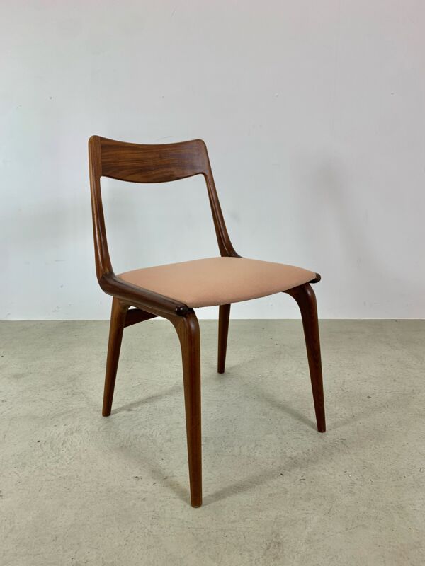 4x Alfred Christensen pour les chaises de salle à manger Slagelse Møbelvaerk 'Boomerang'
