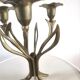 Candle holder brass vintage leaves and flowers 60s - 70s