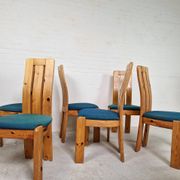 Ensemble de 6 chaises de salle à manger en pin danois, années 1970.