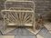 Vintage cream white rattan magazine rack – Bohemian style / Fan (Years)