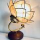 Vintage mother-of-pearl and brass flower wall lamp