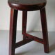 Old stool 3 feet Asian Chinese tripod wooden painted marking Japanese decoration