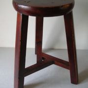 Old stool 3 feet Asian Chinese tripod wooden painted marking Japanese decoration