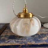 Art Deco suspension in marbled opaline