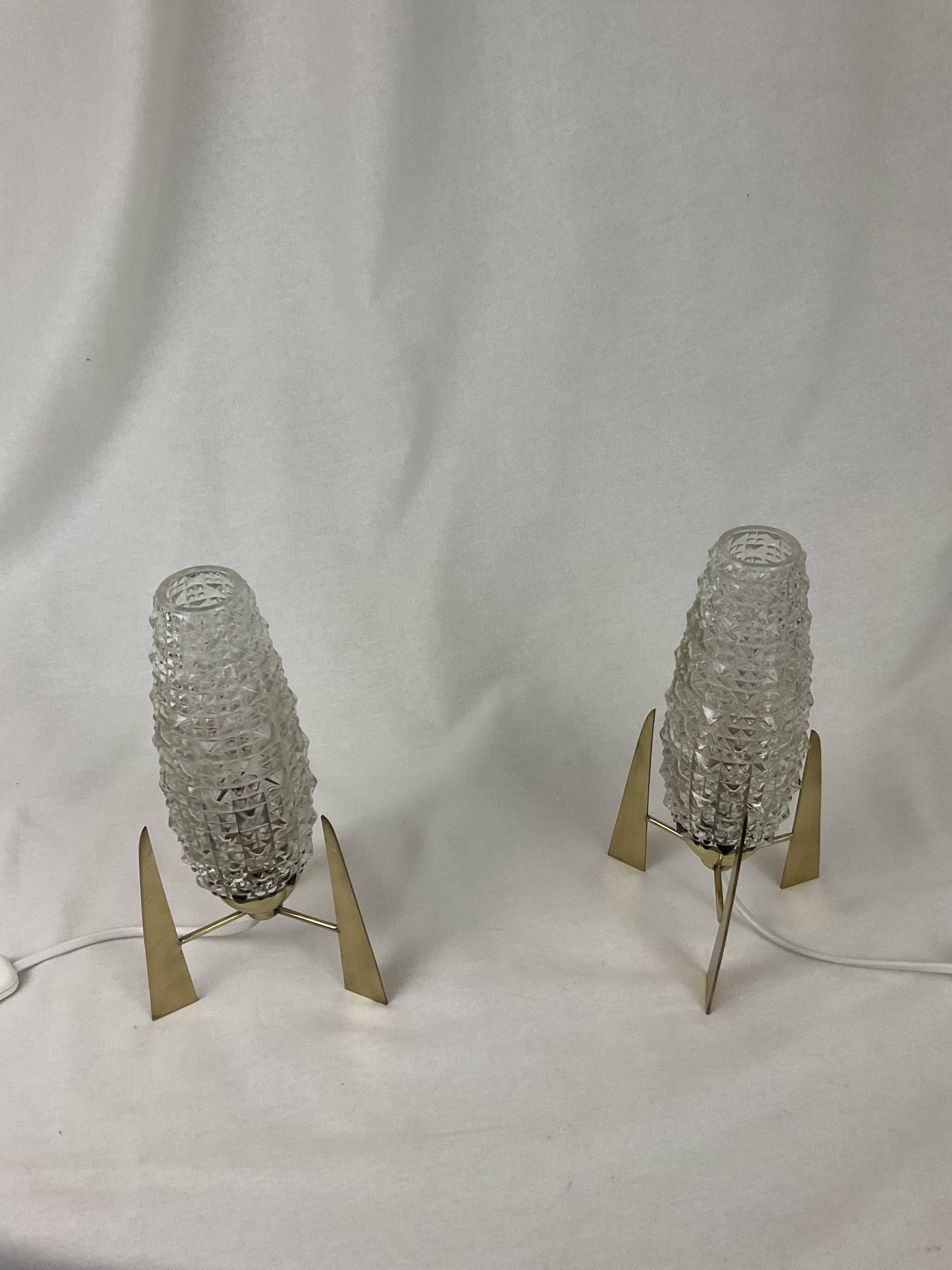 Pair of French mid century bedside lamps style from the 1950s 1960s Space age