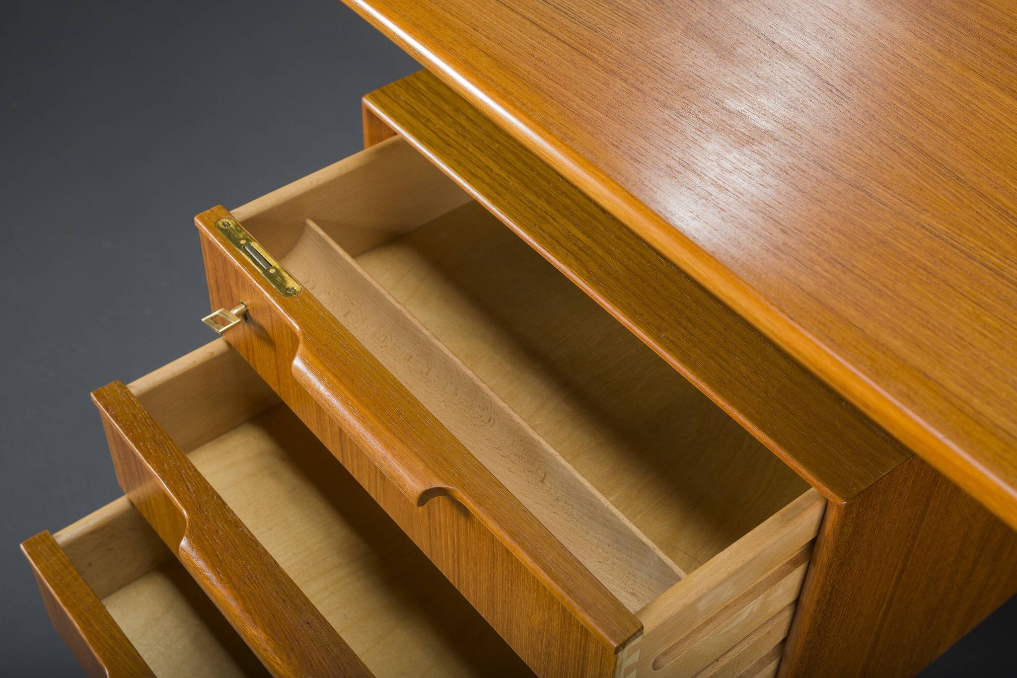 Model 75 Teak Desk by Gunni Omann for Omann Jun Furniture Factory, 1960s
