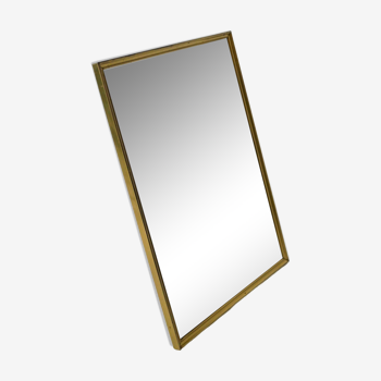 small mirror in gilded brass smooth edge 1950