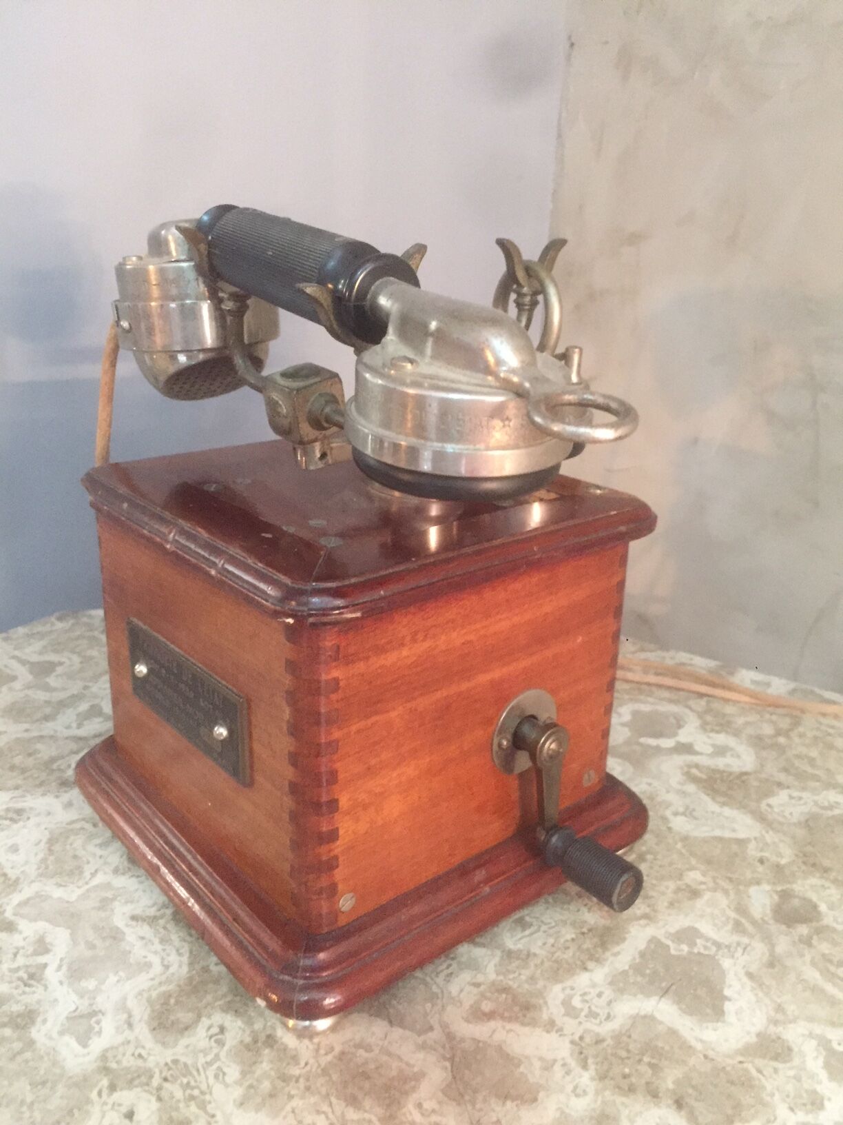 Old phone for 30 years in wood and metal