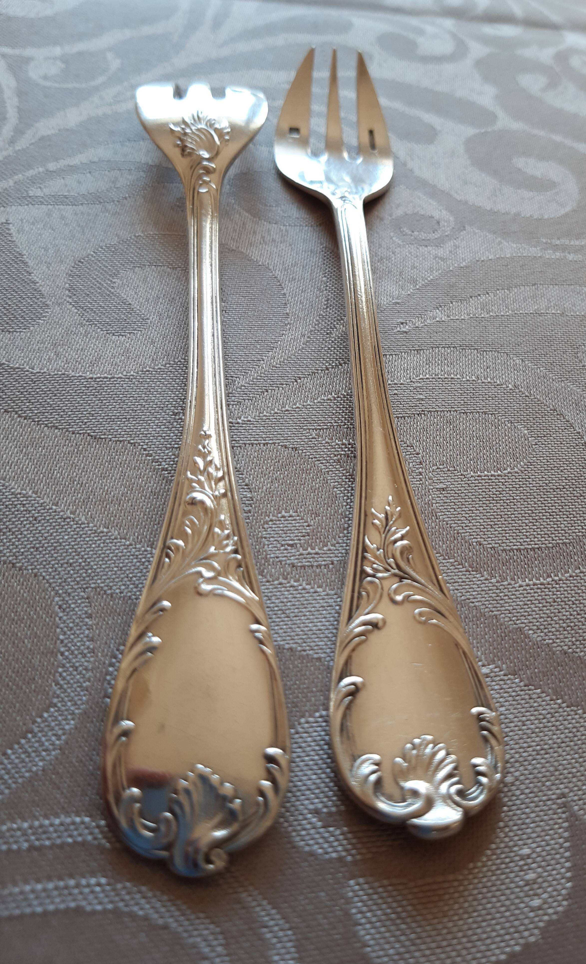Christofle Marly, 10 silver metal oyster forks