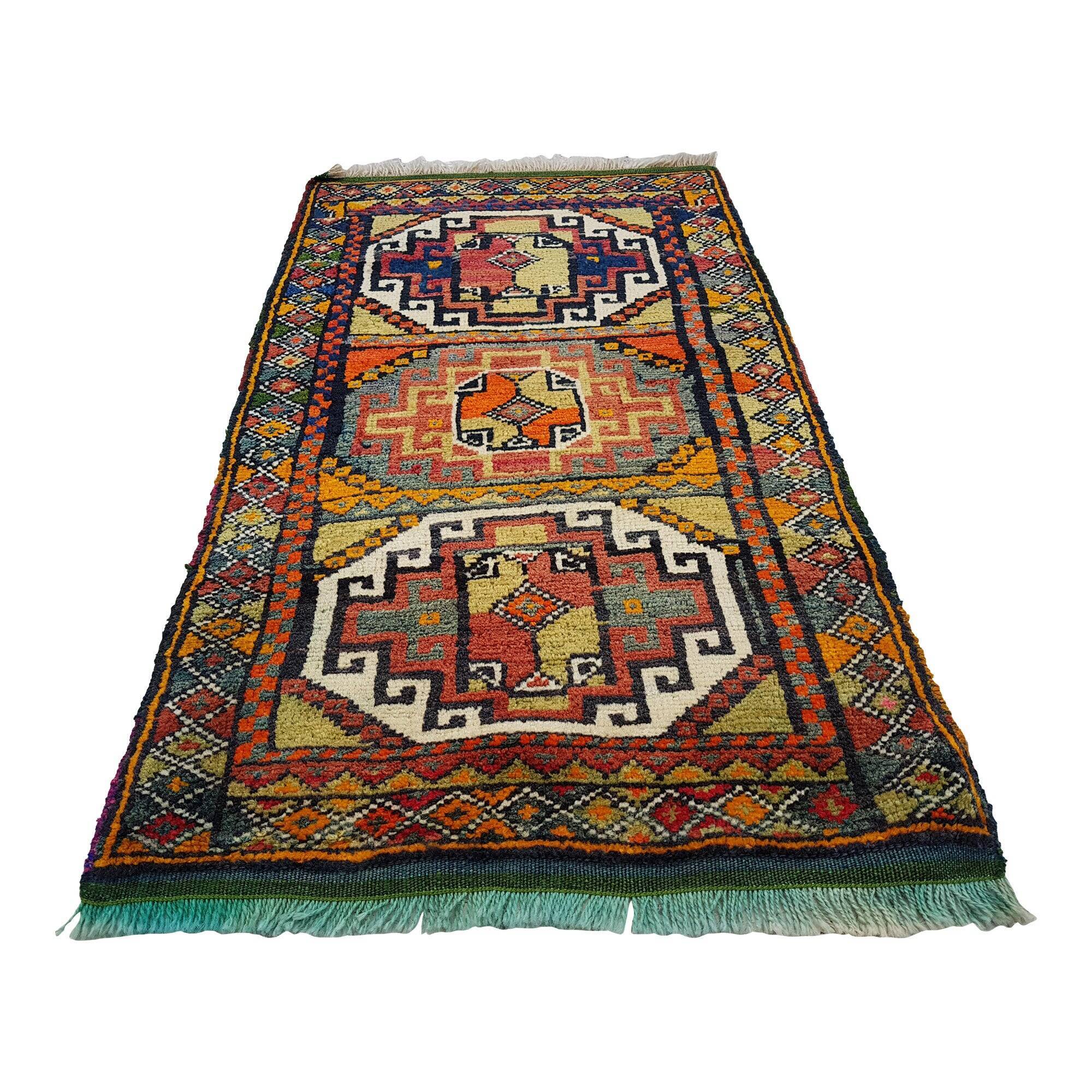 Vintage Turkish handmade rug 56x100 cm