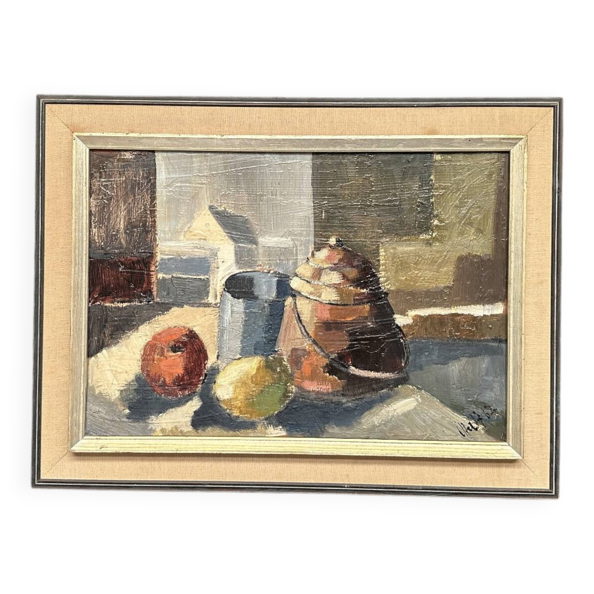 Huile sur panneau – « Nature morte » attribuée à Åke Wilhelm Andersson – 1962