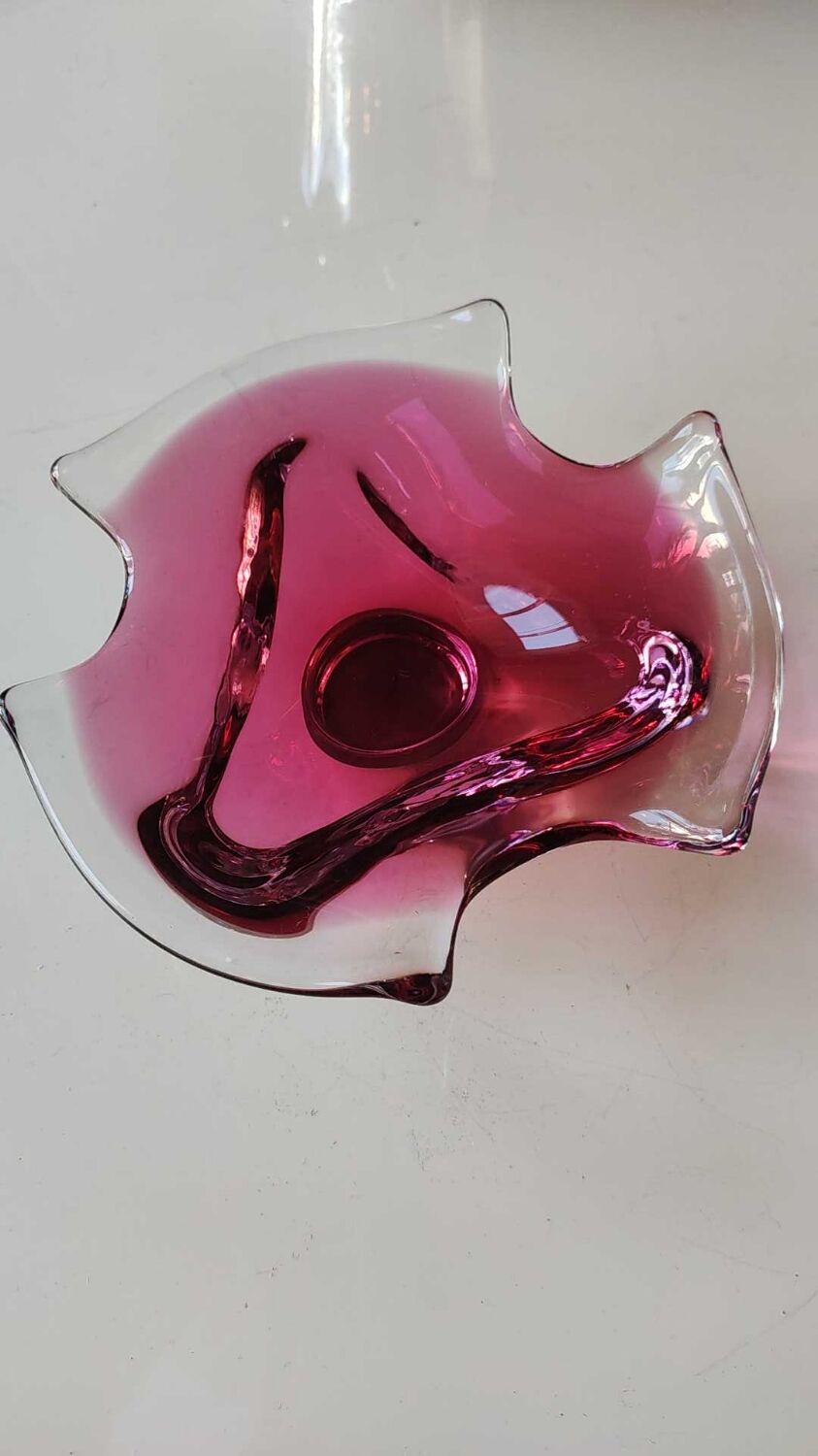 Empty pocket Murano design, blown Art glass, pink tones