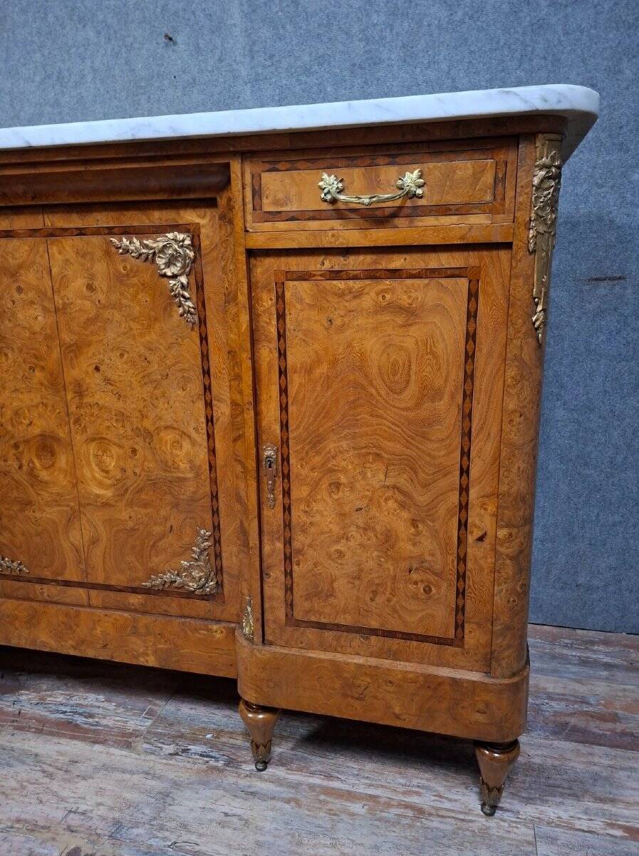 Sideboard in burl and marble – Transition Louis XV / Louis XVI