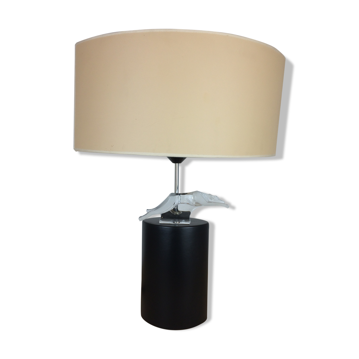 Lampe au lévrier, maison Le Dauphin, verre et céramique