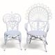 Fauteuil et chaise Peacock en rotin blanc, 1970