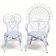 Peacock armchair and chair in white rattan, 1970