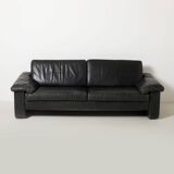 Cor Conseta black leather 3 seater sofa, Germany, 1970s