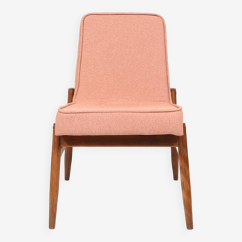 Fauteuil vintage design scandinave tissu rouge 1975 milieu de siècle chaise de salon jardin patio