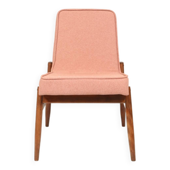 Fauteuil vintage design scandinave tissu rouge 1975 milieu de siècle chaise de salon jardin patio