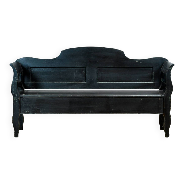 Banc en pin ancien à plateau rabattable, années 1900